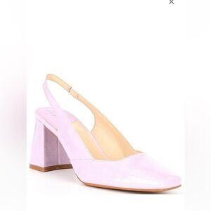 Alex Marie Lurene Patent Slingback Block Heel Work Pumps Womens in Lilac pastel